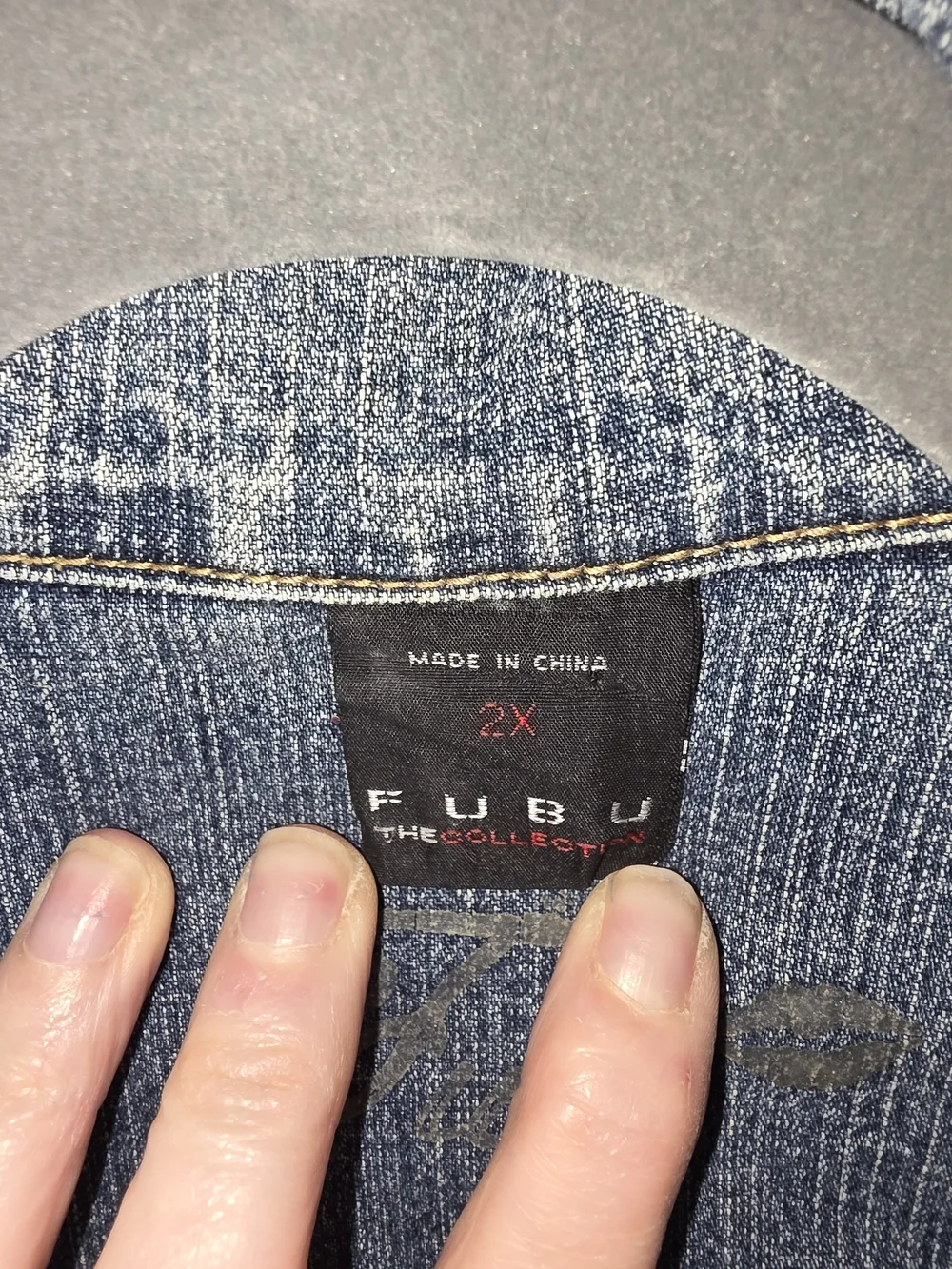 VTG FUBU Blue Denim Jacket with Subtle Washed Texture Size 2x Fits Like An XL